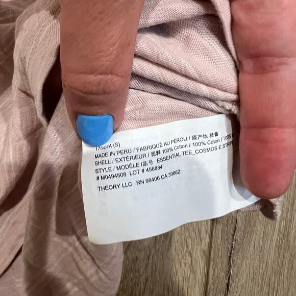 THEORY Men's Essential Tee Cosmos E Stripe T-Shirt Size S In Viola/White - Picture 6 of 7